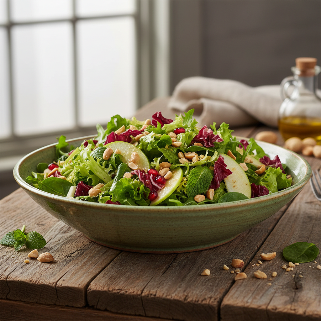 Foto da receita Salada de Folhas com Amendoim Crocante