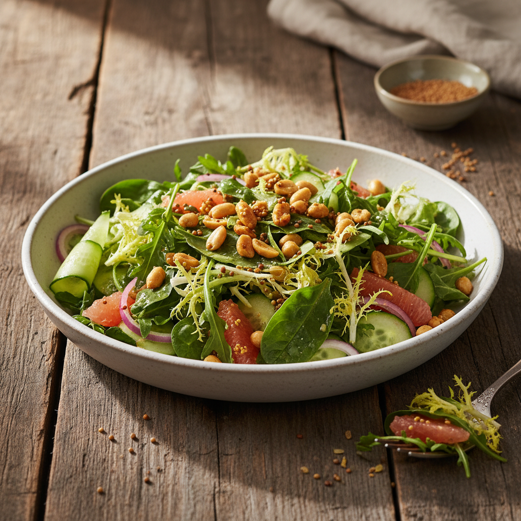 Foto da receita Salada Verde com Amendoim de Mostarda