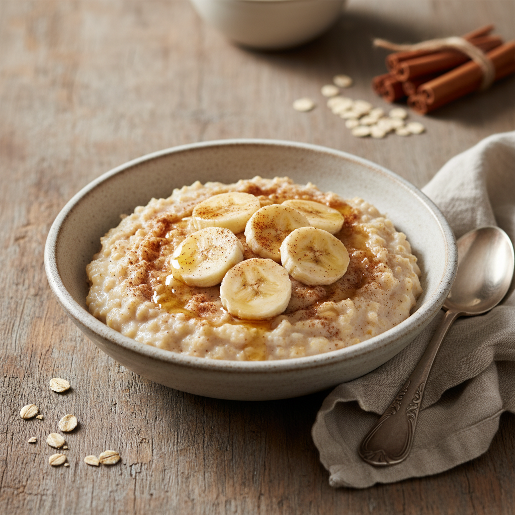 Foto da receita Mingau Cremoso de Aveia com Banana e Canela