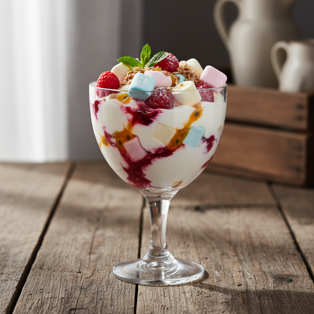 Foto da receita Taça de Iogurte com Balas de Marshmallow