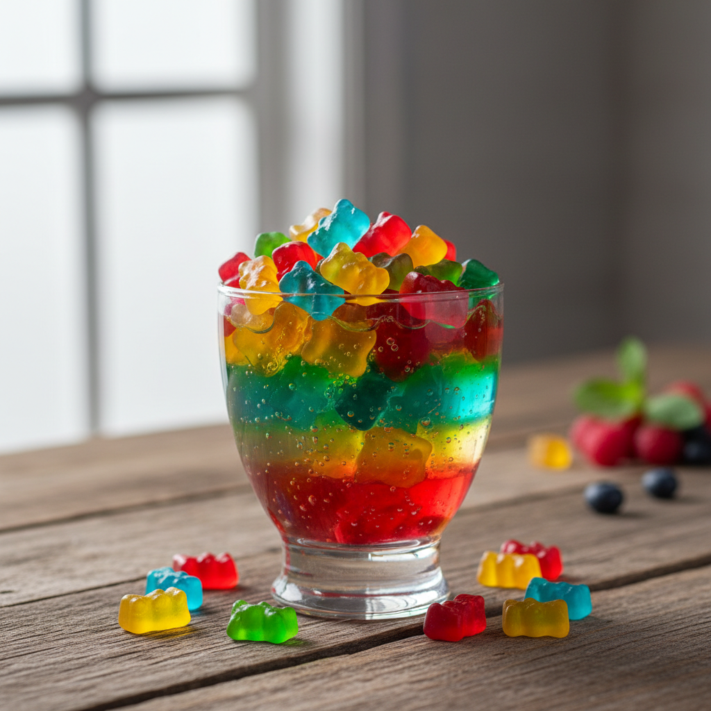 Foto da receita Copinho de Gelatina com Ursinhos Coloridos