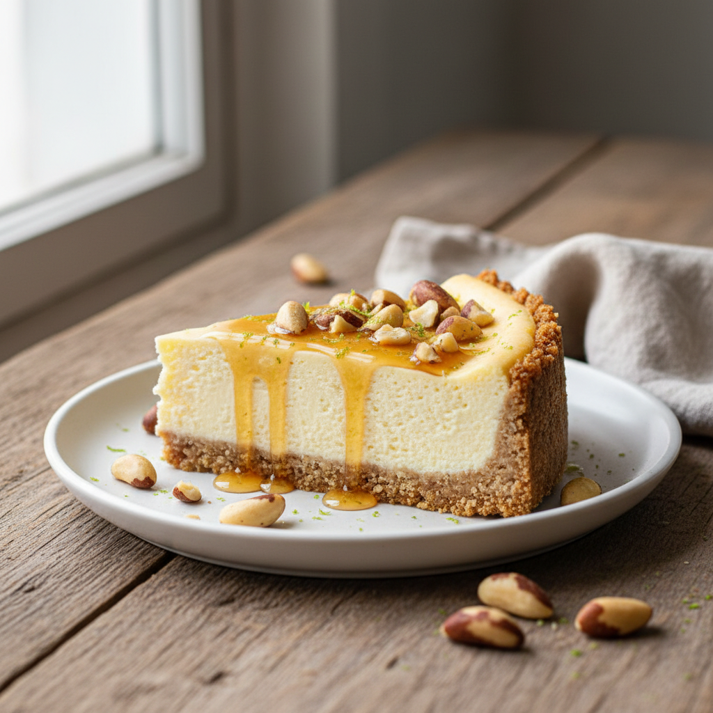 Foto da receita Cheesecake de Base Amanteigada com Castanha do Pará