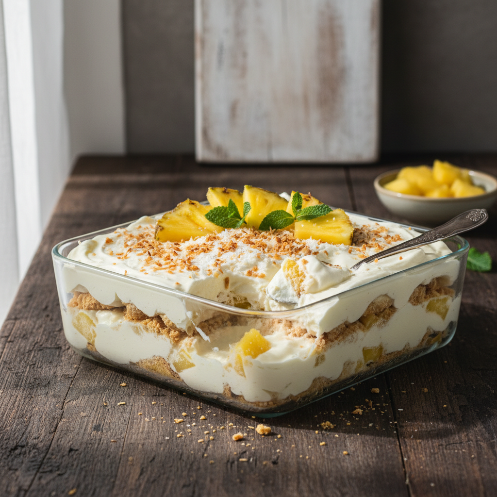 Foto da receita Pavê Gelado de Biscoito de Abacaxi