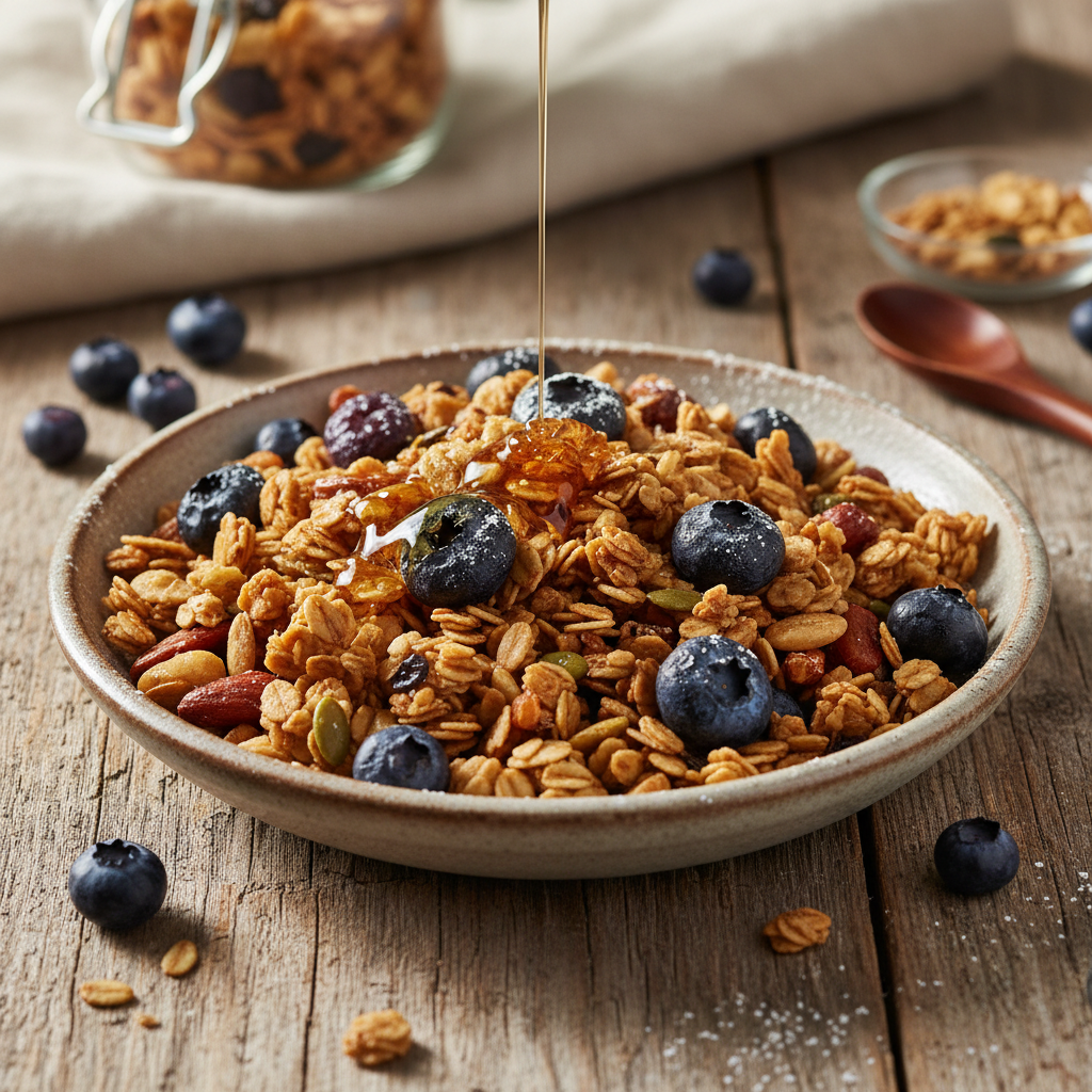 Foto da receita Granola caseira com blueberry desidratado