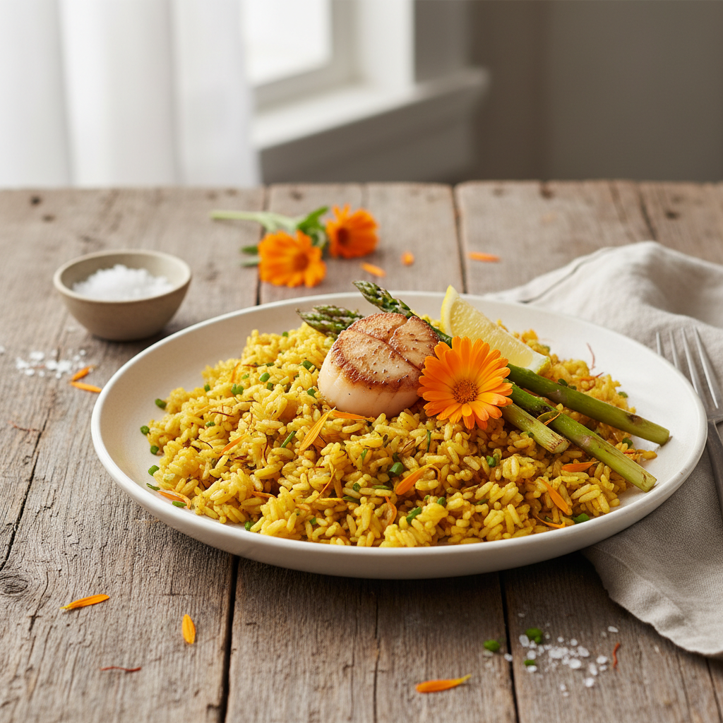 Foto da receita Arroz Dourado com Calêndula