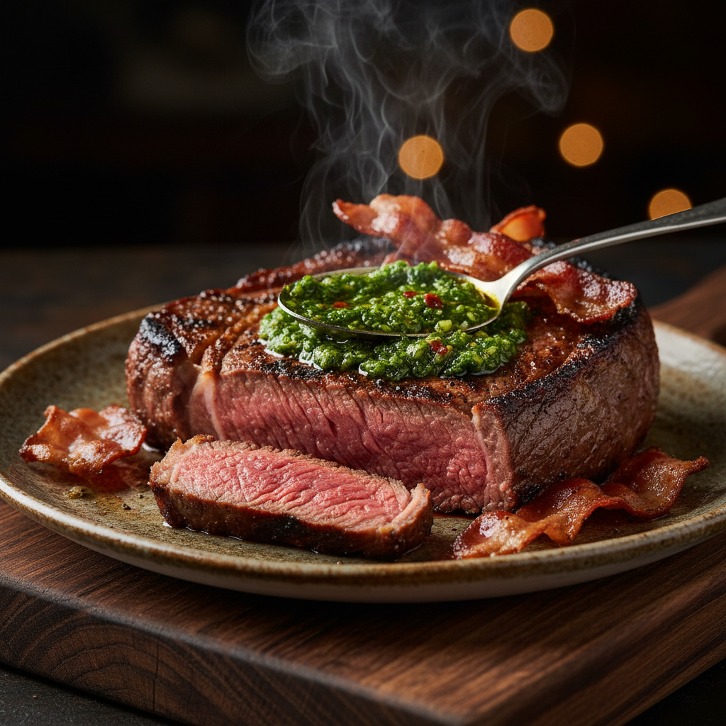 Foto da receita Picanha na Grelha com Chimichurri e Bacon