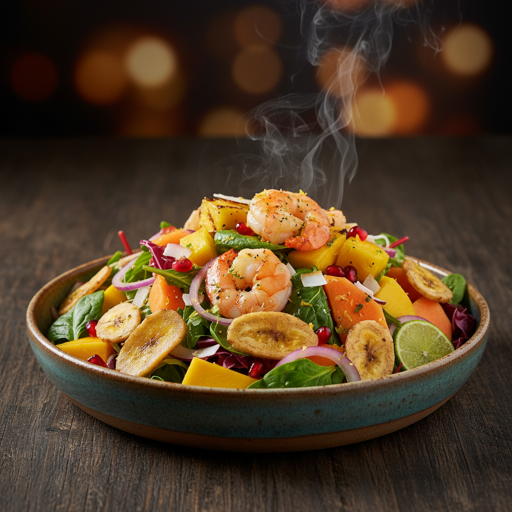 Foto da receita Salada Tropical com Chips de Banana Lemon Pepper
