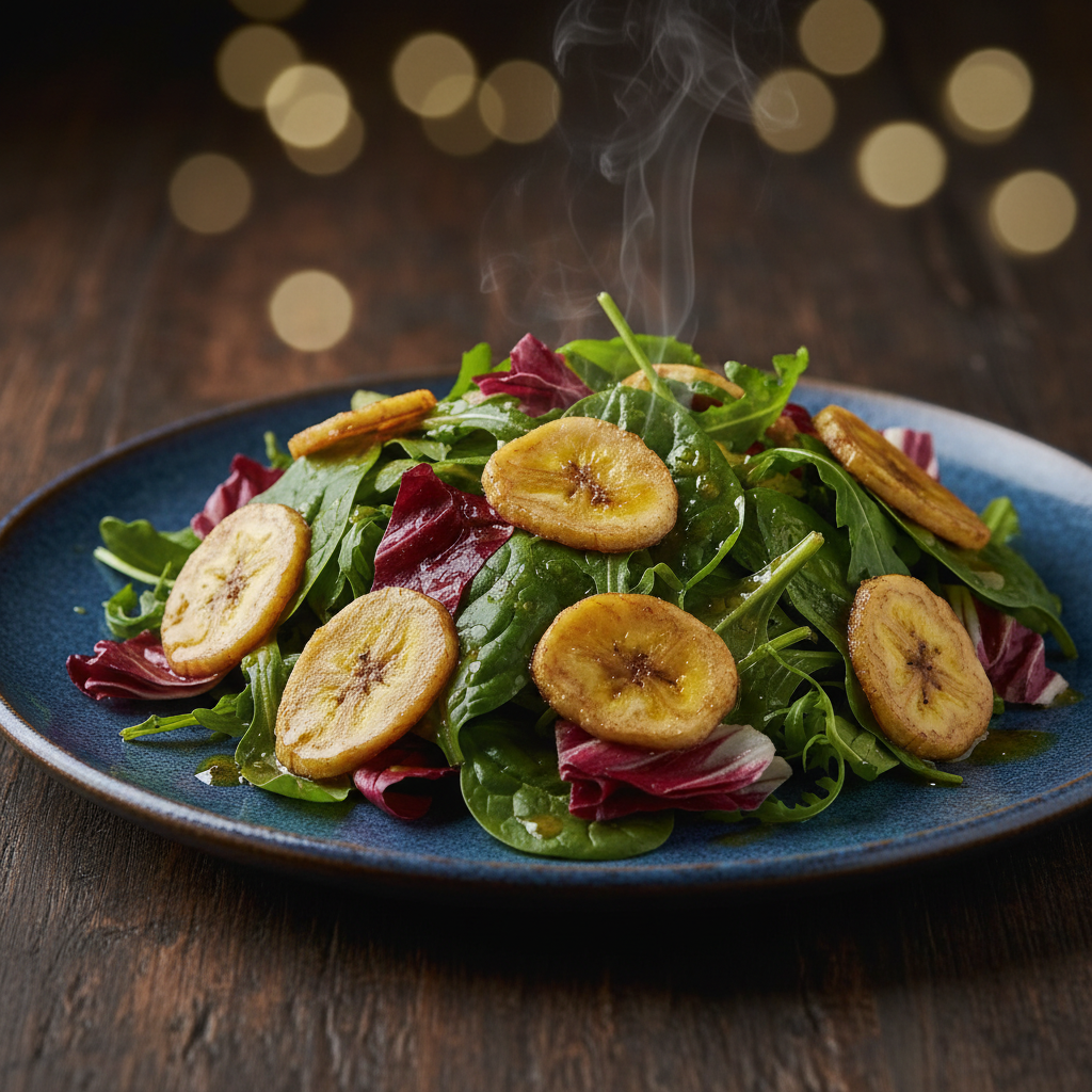 Foto da receita Salada de Folhas com Crocante de Banana Nacho