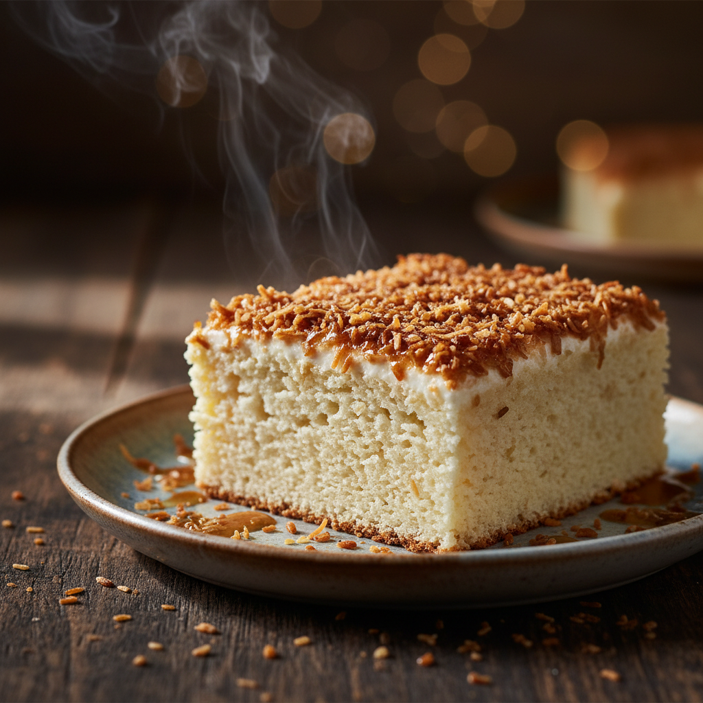 Foto da receita Bolo de Iogurte com Coco Caramelizado
