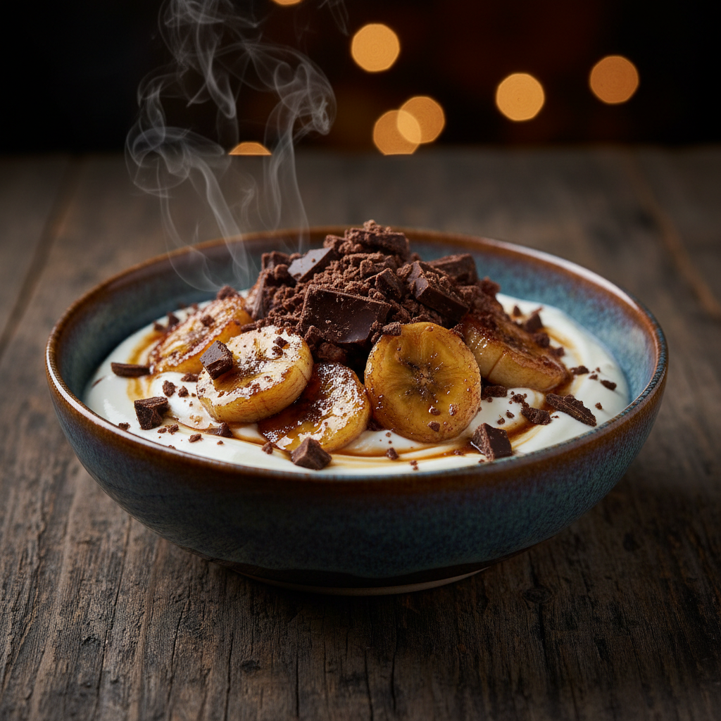 Foto da receita Taça de Iogurte com Confeito de Banana e Chocolate