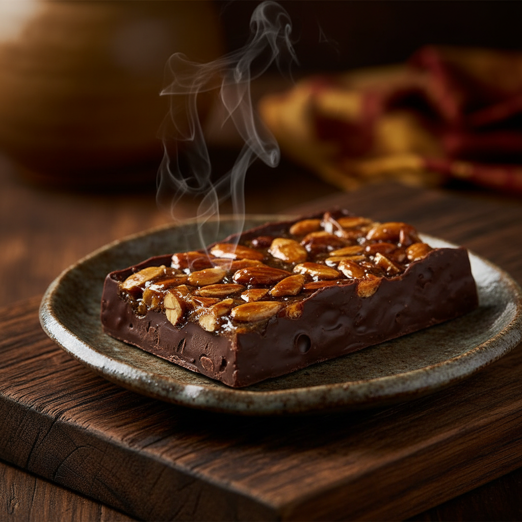 Foto da receita Barra de chocolate rústica com confeito de amêndoas