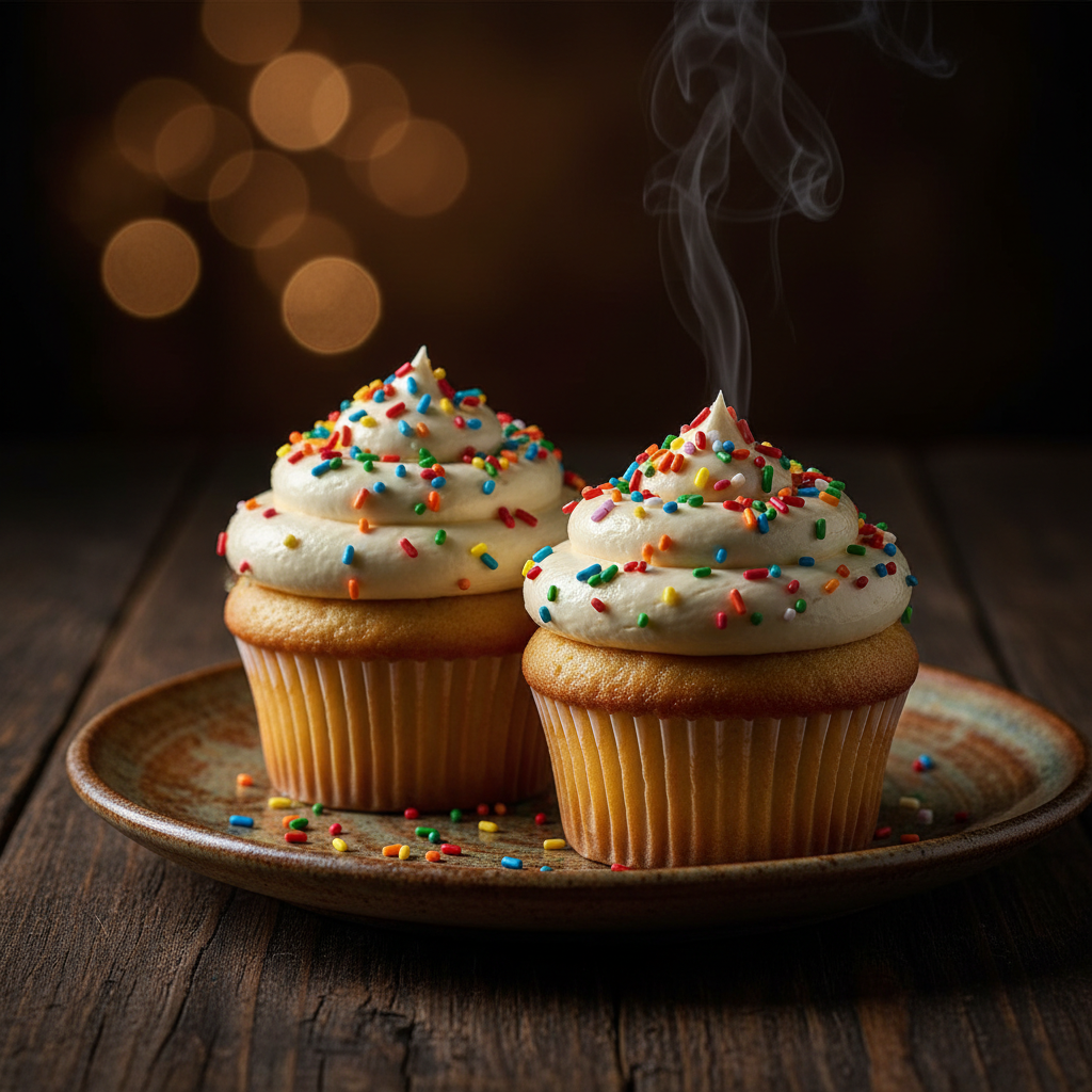 Foto da receita Cupcakes de Baunilha com Confeitos Coloridos