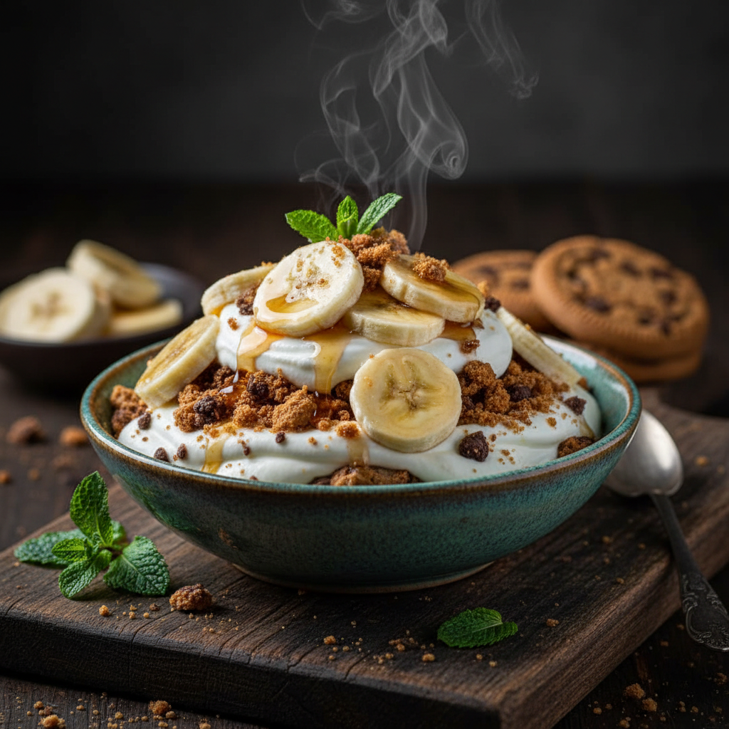 Foto da receita Parfait de Cookies, Banana e Iogurte Vegetal