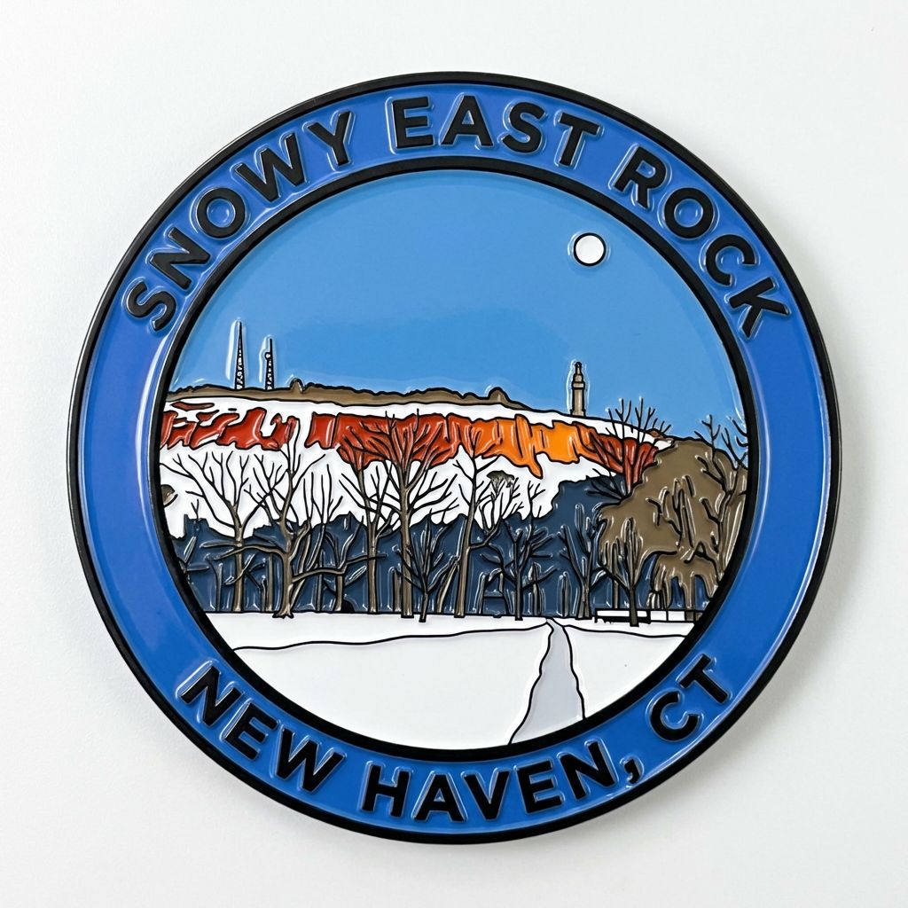 Snowy East Rock Winter Magnet