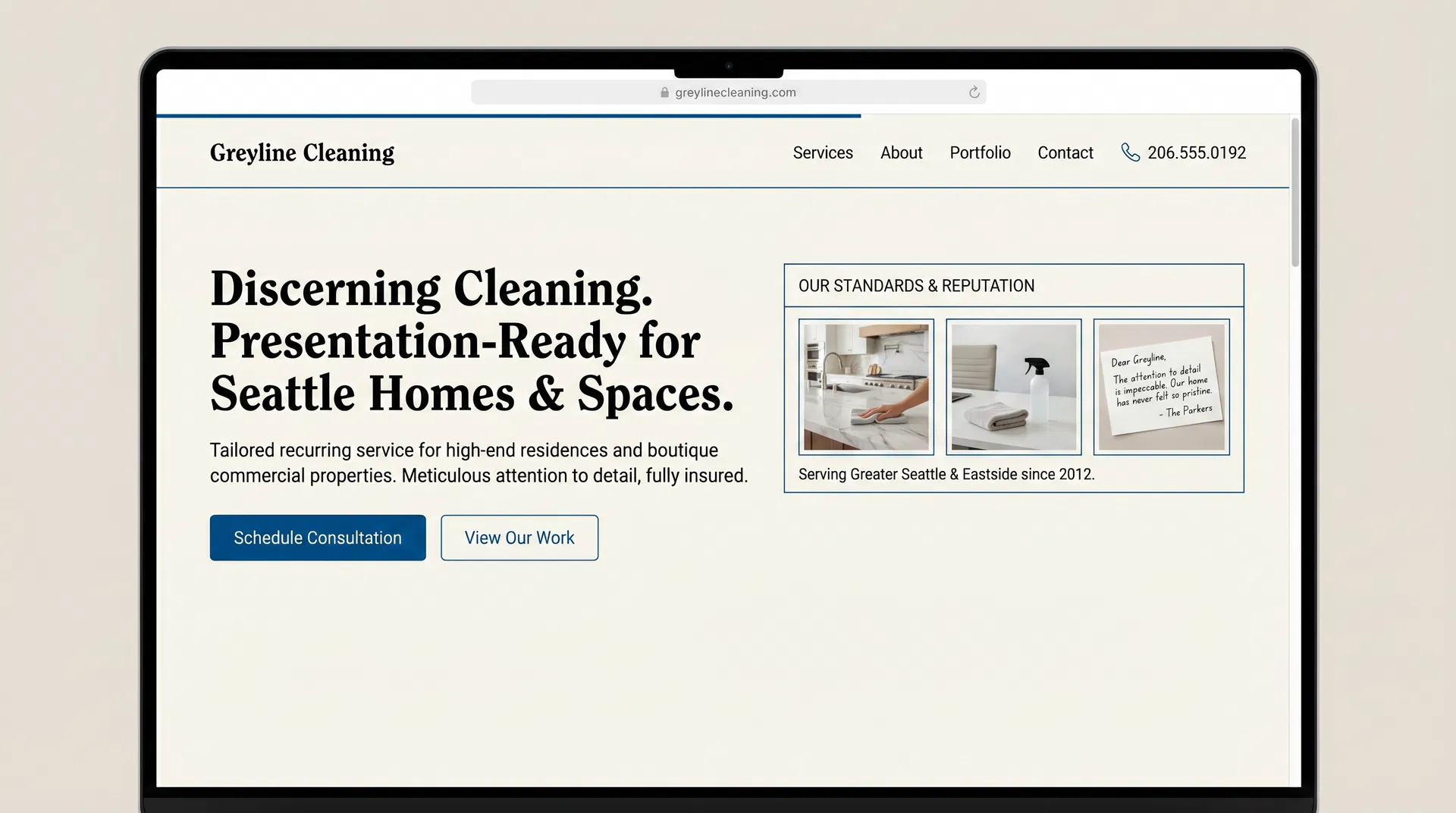 Greyline Cleaning sample homepage concept