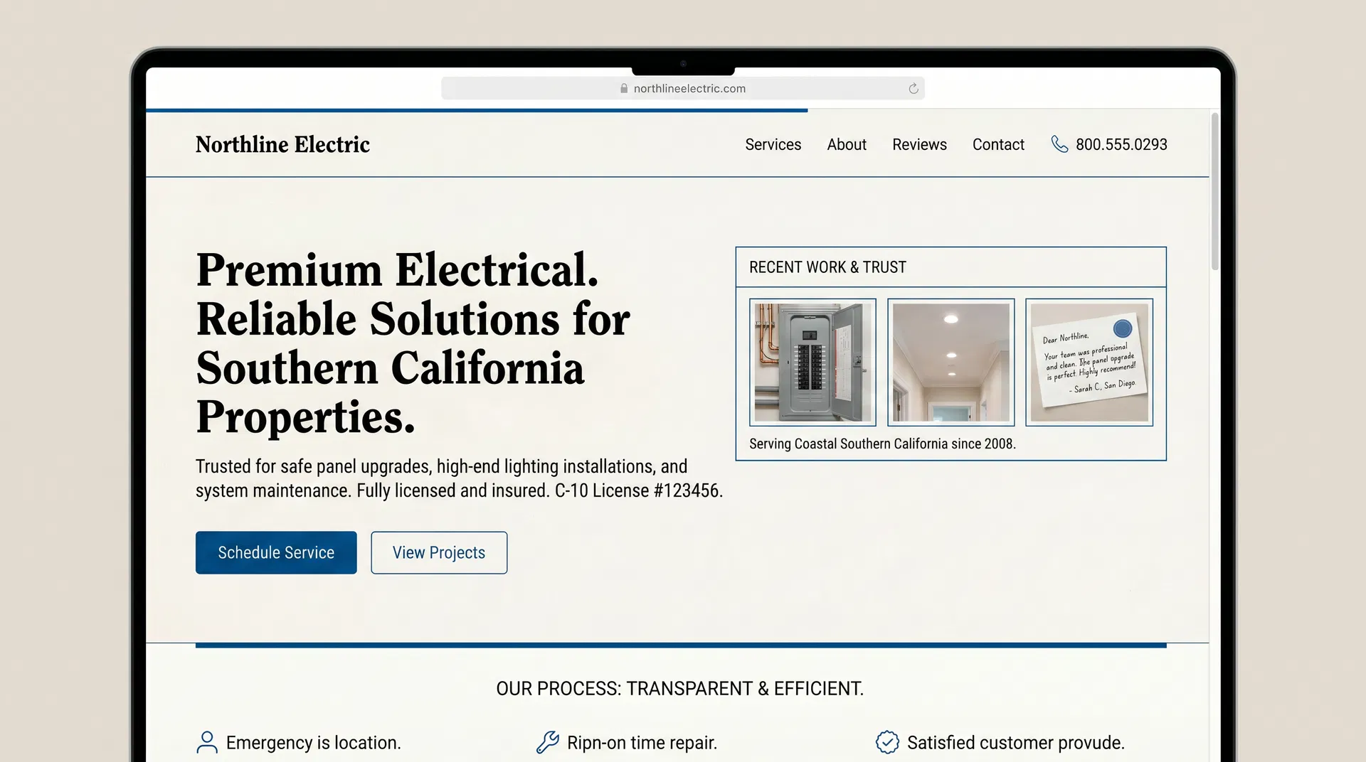 Northline Electric sample homepage concept