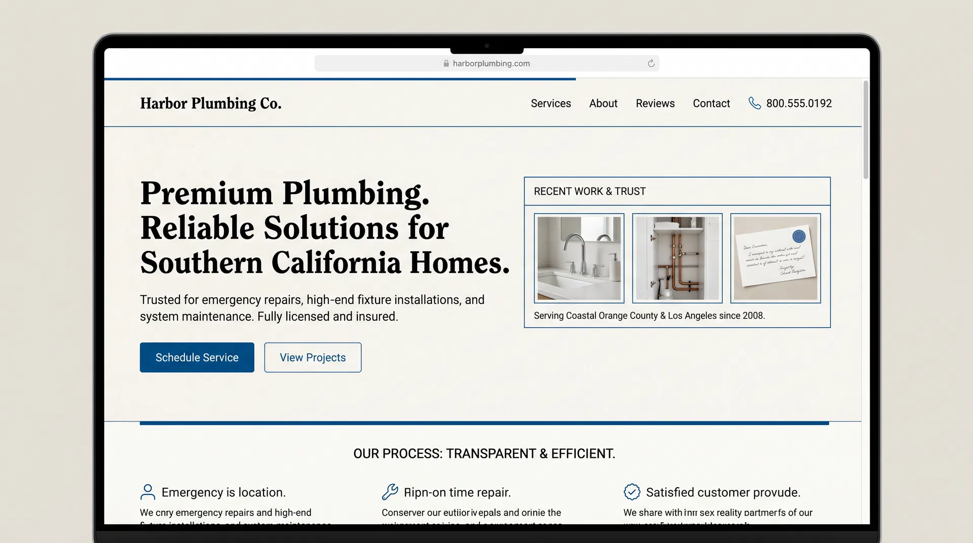 Harbor Plumbing Co. sample homepage concept