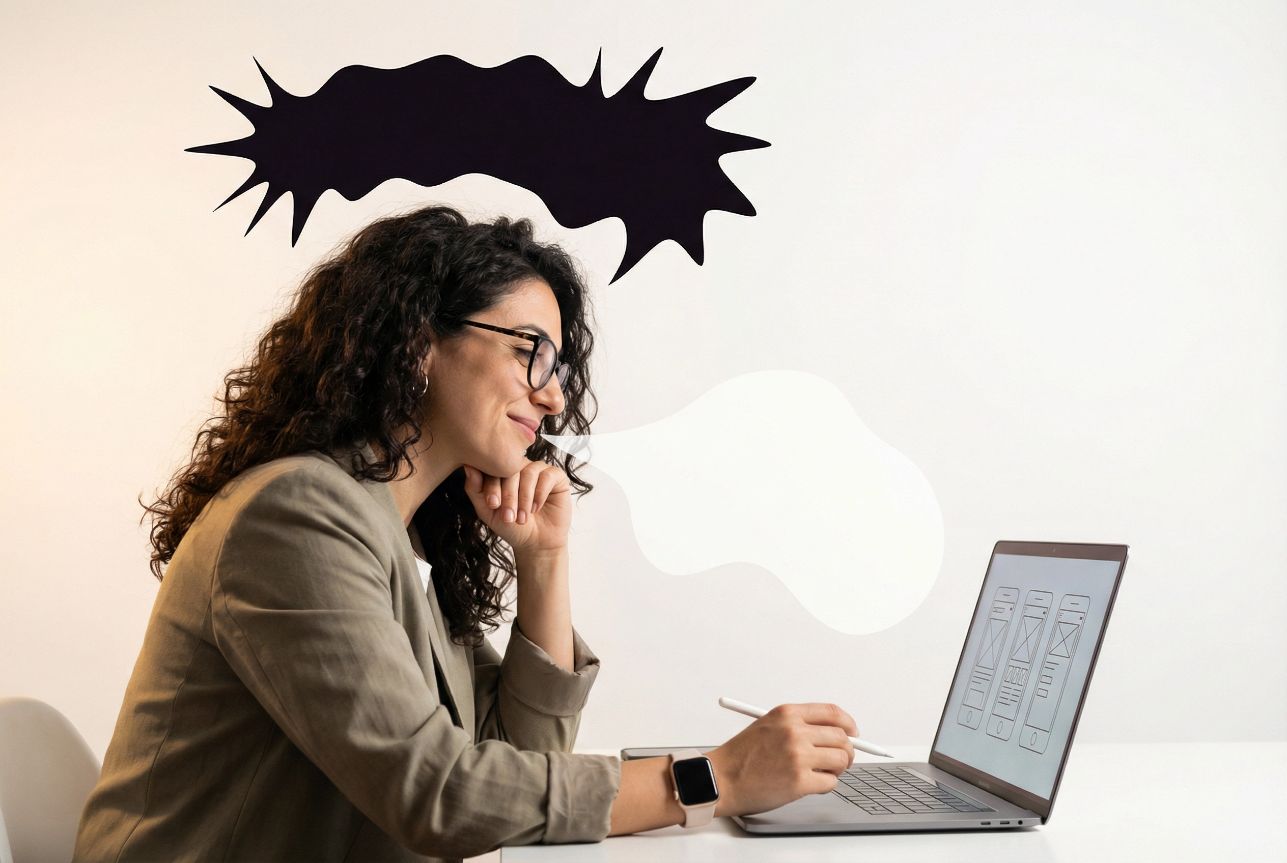 A designer reviewing a prototype: saying one thing, thinking another