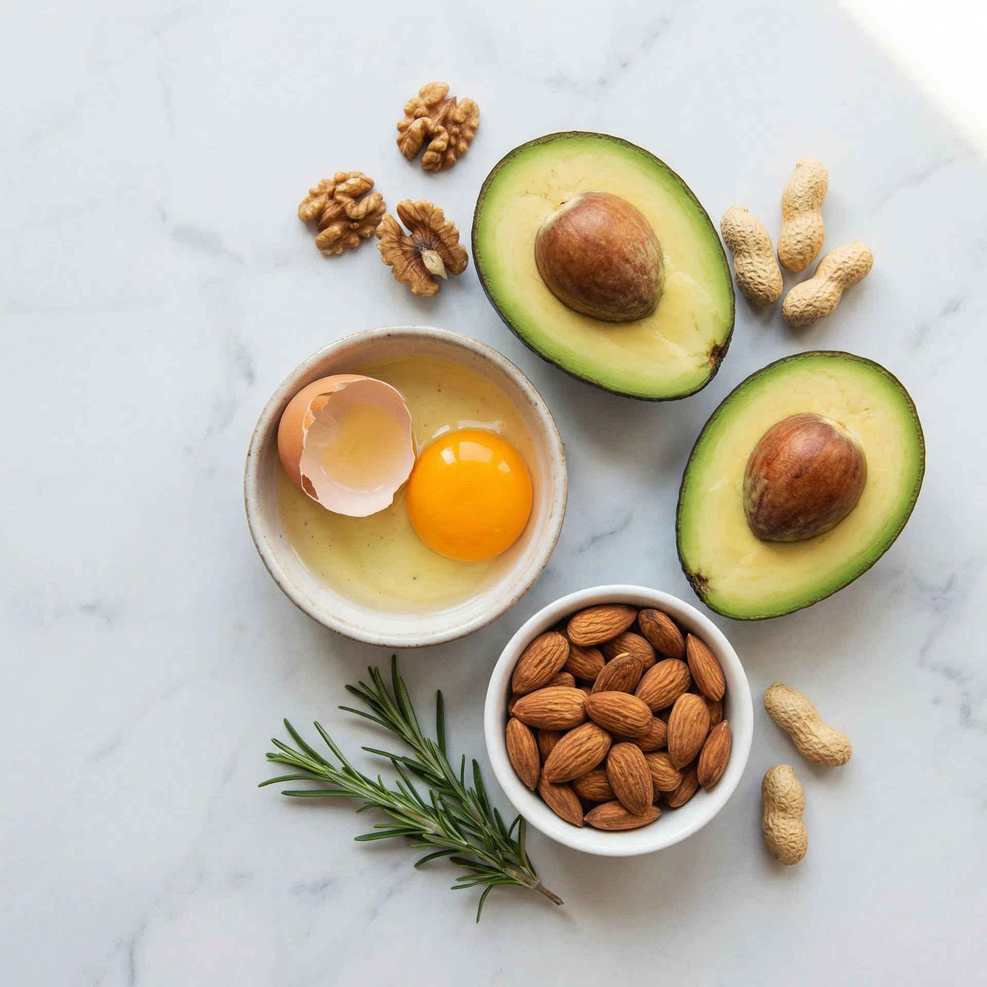 Eggs, avocado and nuts — natural biotin food sources