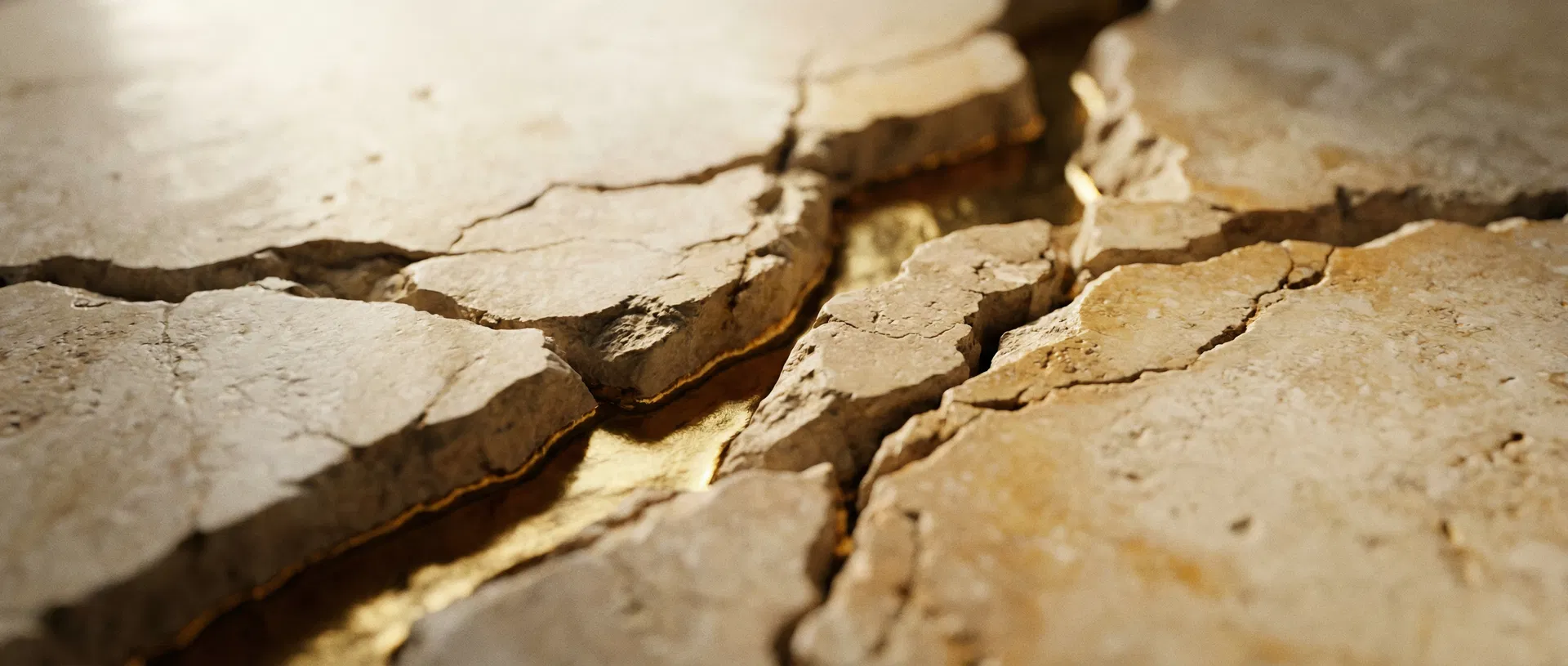Gold-filled cracks in stone