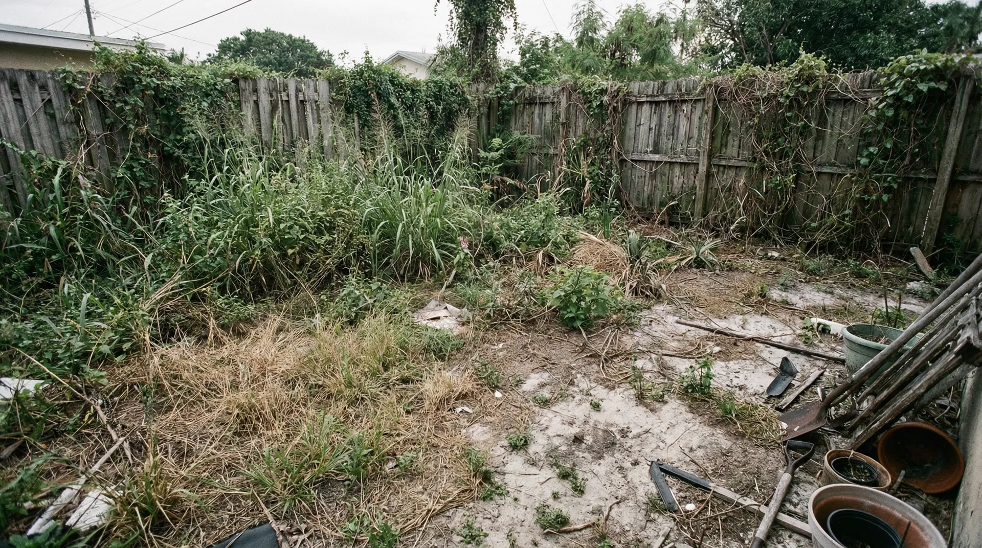 Before: Backyard transformation in Boca Raton