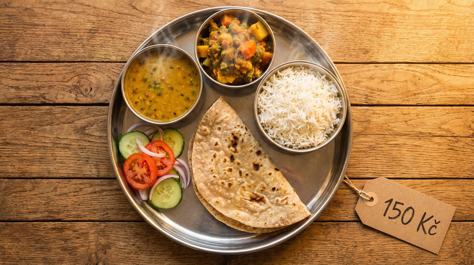 Zdravý veganský oběd — barevný talíř se zeleninou a lugtěninami