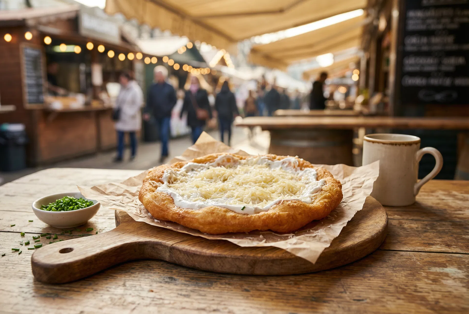 Lángos s česnekovým krémem