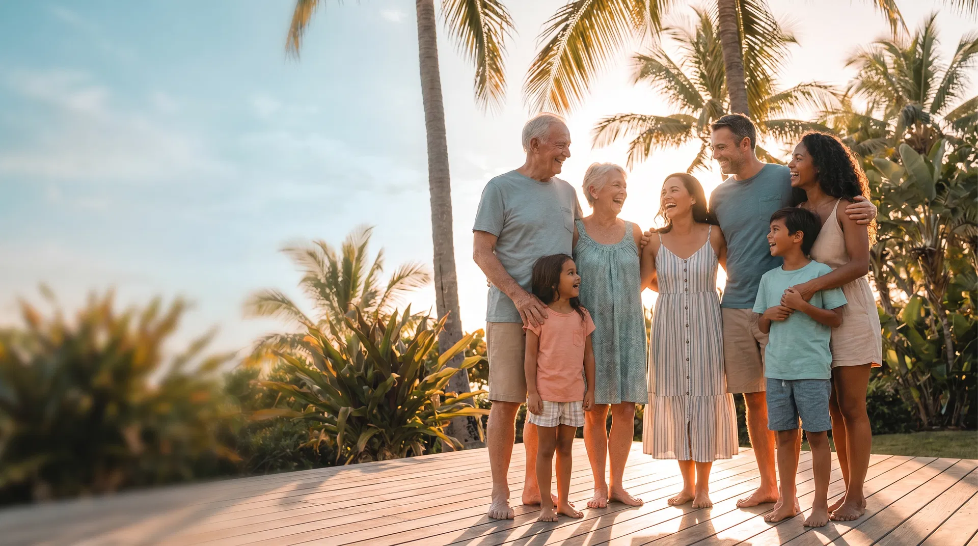 Happy multigenerational Florida family together outdoors