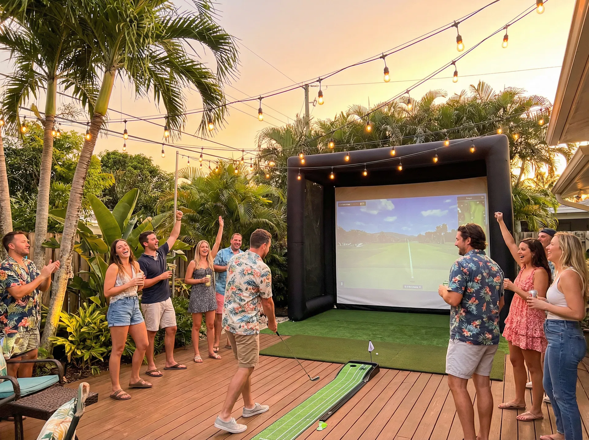 Private party with golf simulator