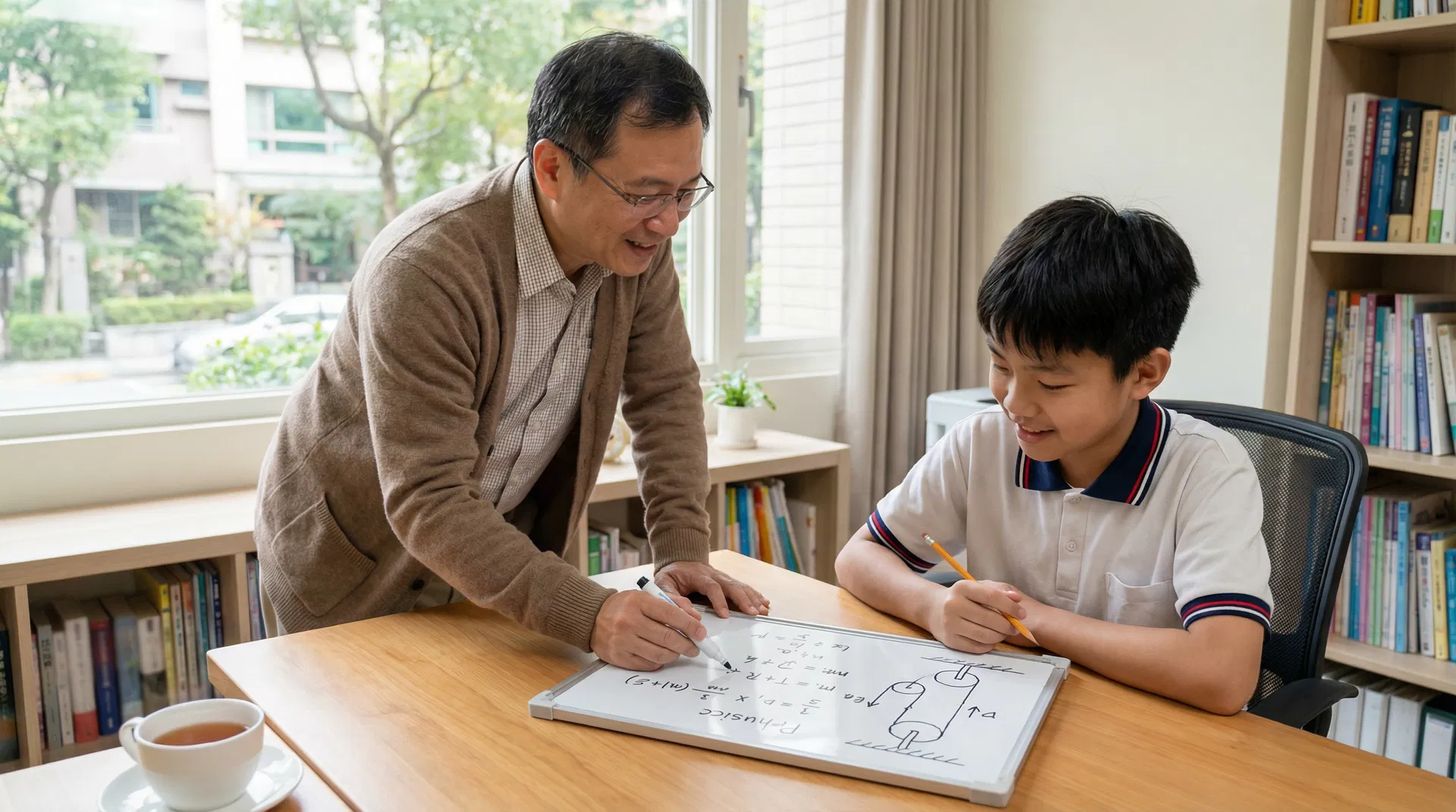 老師耐心輔導學生解題