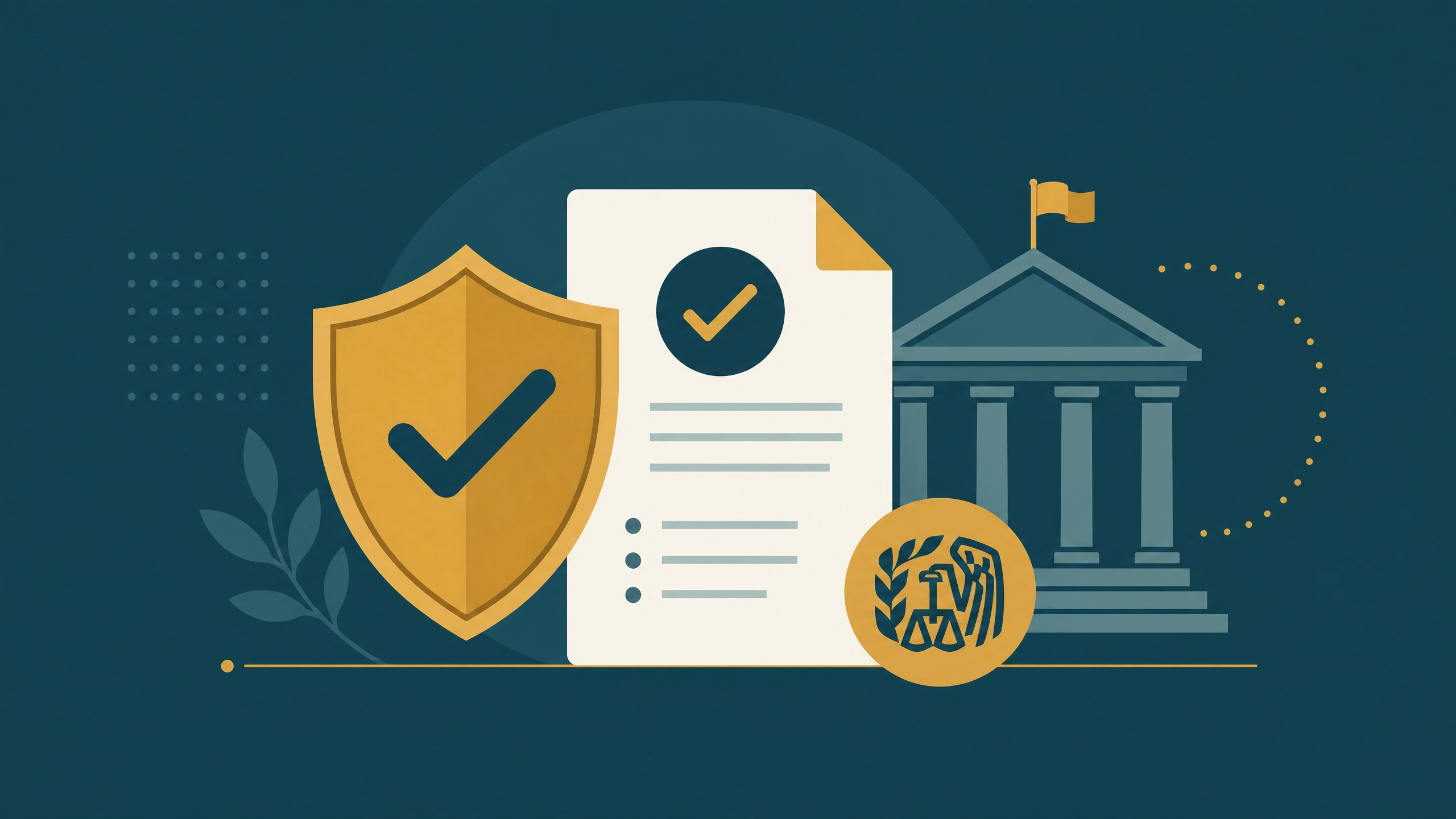 Nonprofit compliance shield, checklist, and IRS building