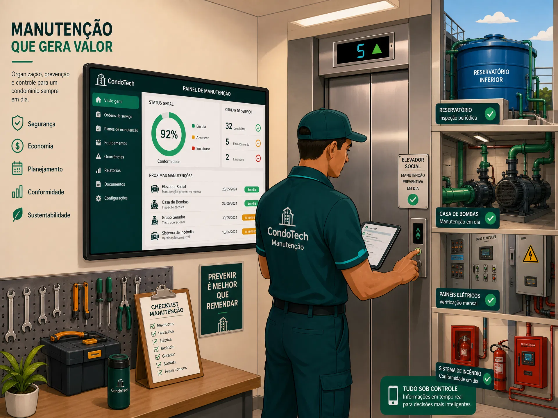 Programa de manutenção preventiva do condomínio no painel AiSind
