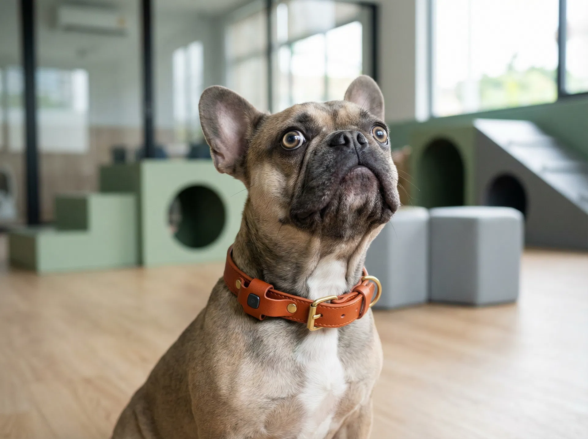 French Bulldog wearing PawPulse smart collar
