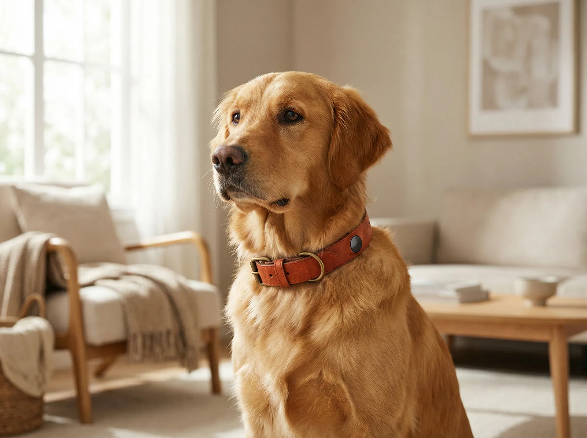 Golden Retriever wearing PawPulse smart collar