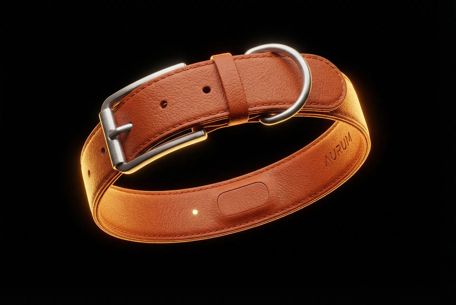 PawPulse — AI smart collar with flush-mounted module riveted into military-grade Biothane band