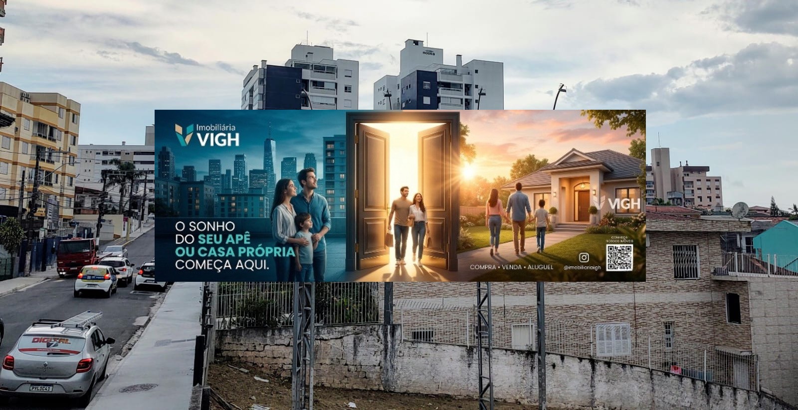 Mockup do frontlight com arte de imobiliaria vigh