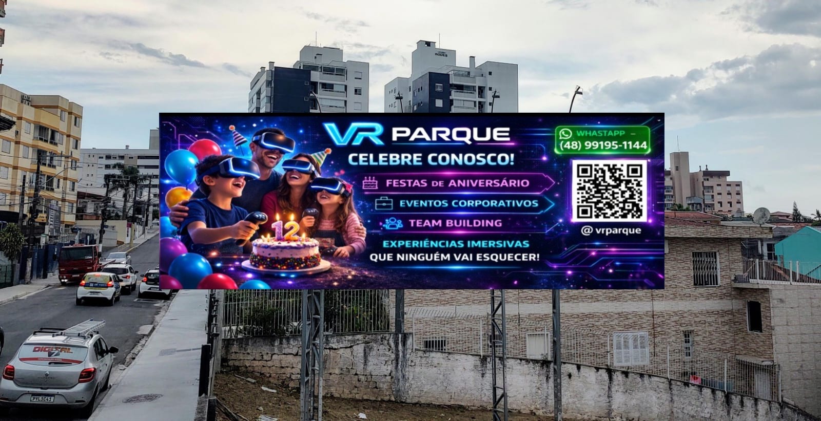 Mockup do frontlight com arte de VR Parque