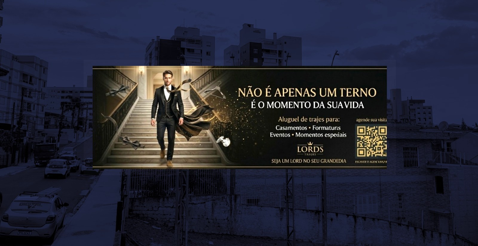 Mockup noturno do frontlight com arte de lords trajes