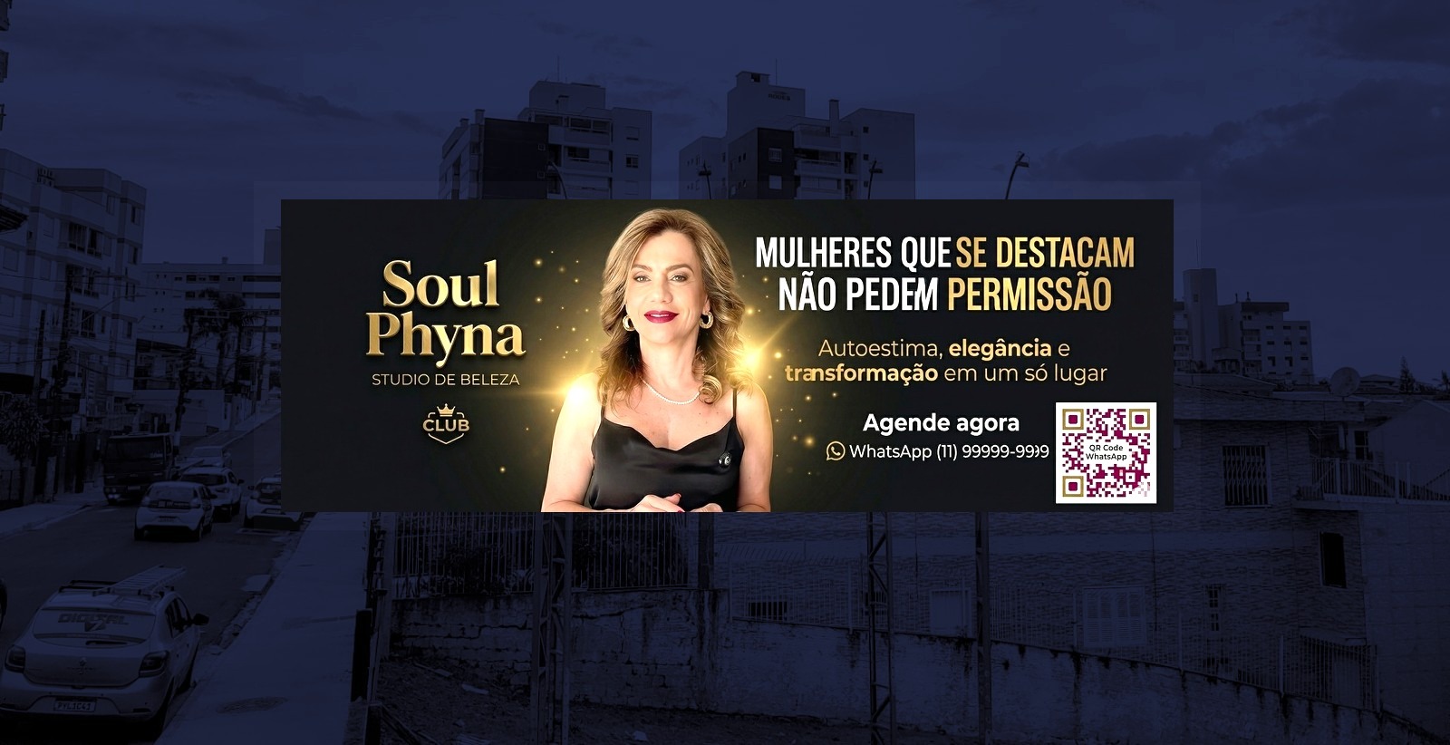 Mockup noturno do frontlight com arte de phynaclub