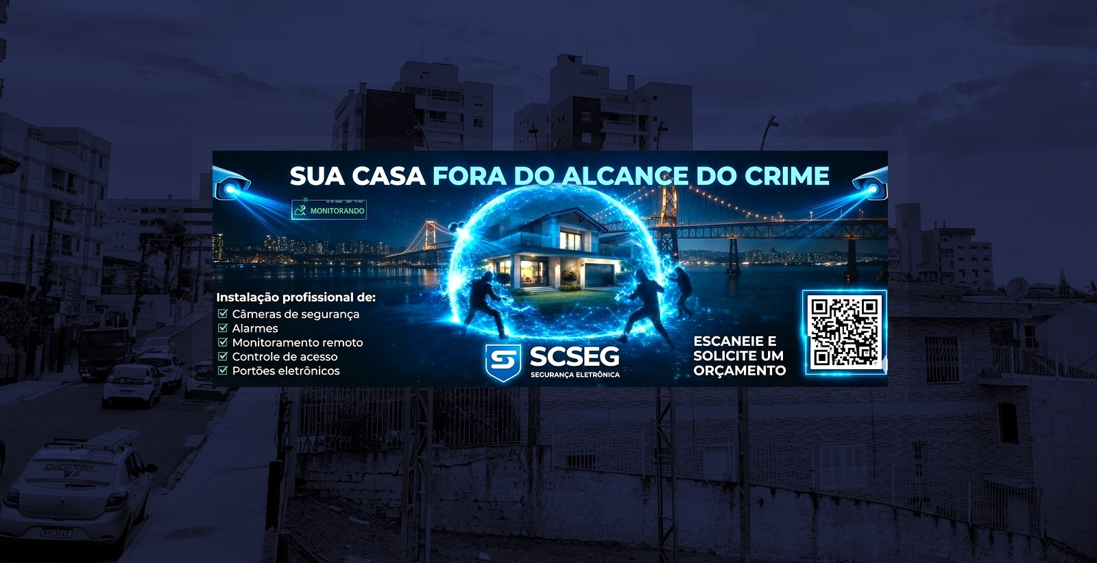 Mockup noturno do frontlight com arte de sc seg