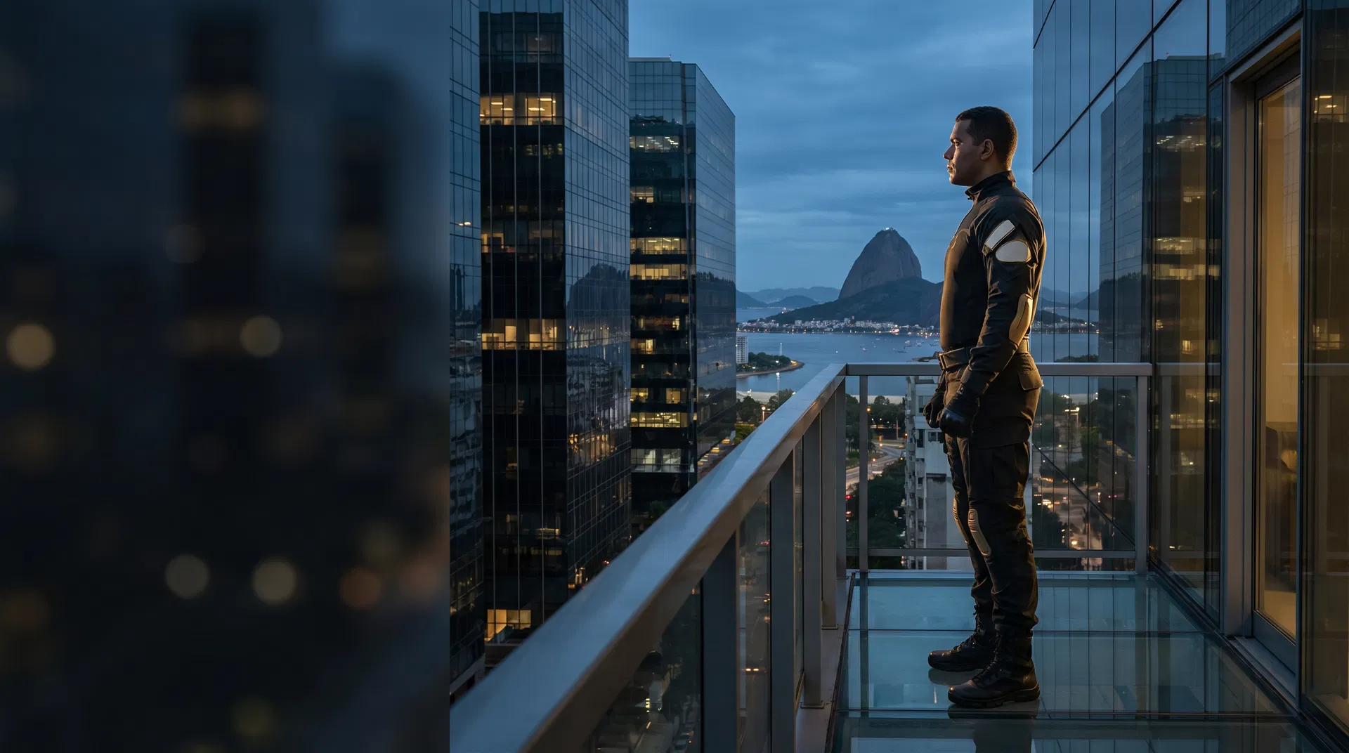 Profissional de segurança privada em ambiente corporativo no Rio de Janeiro