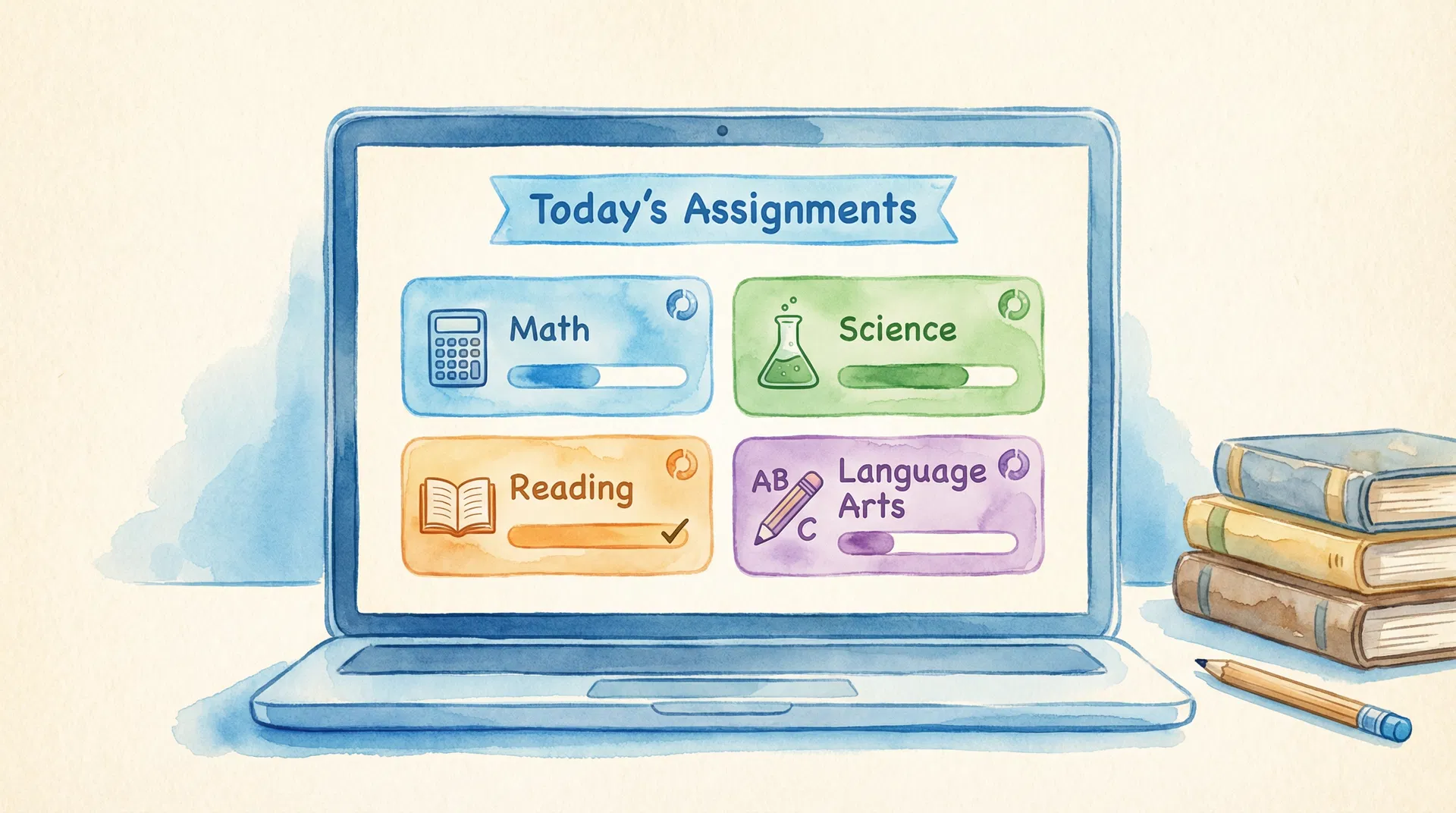 Everlight Virtual Academy platform showing Today's Assignments