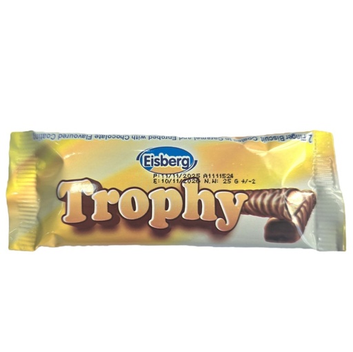 تروفي اصبعين بسكويت من الكراميل مغطس بنكهة الشوكلاتة ايسبيرج 25 غرام