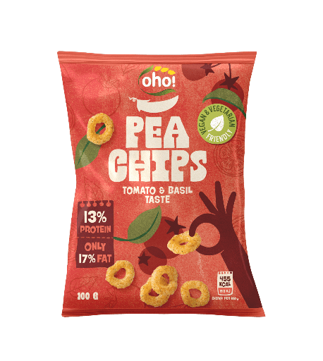 اوهو شيبس البازيلاء بالبندورة والريحان  100 غم