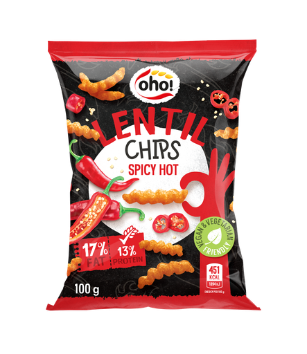 اوهو شيبس العدس بنكهة الفلفل الحار 100 غم