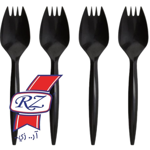 ار زي معالق بشوكة بلاستك اسود ك 25 قطعة