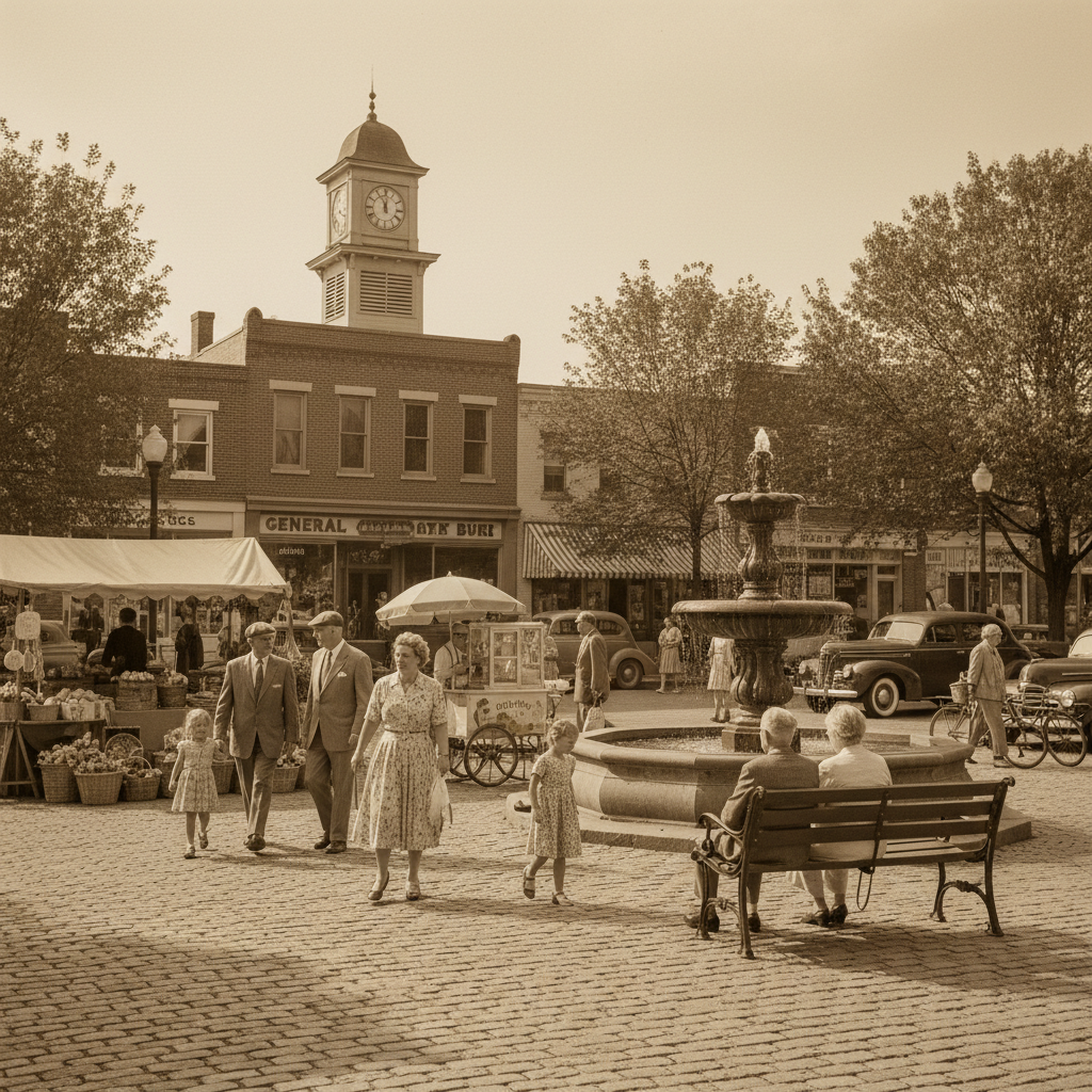 The Town Square on Saturday Morning — a remembered scene