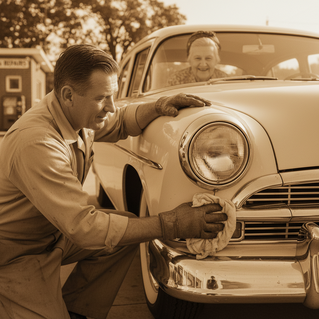Illustration for The Attendant at the Full-Service Petrol Station