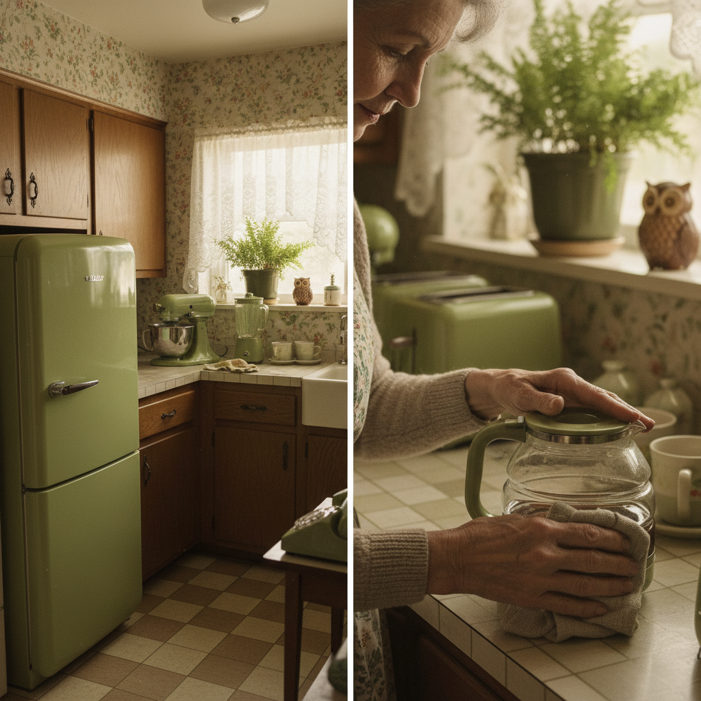 A closer memory of The Avocado Green Kitchen Appliances
