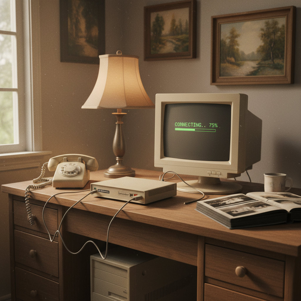 The Dial-Up Modem Screeching to Connect — a remembered scene